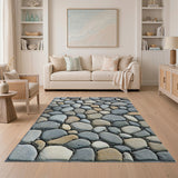 Grey Grey Pebble Mosaic Area Rug