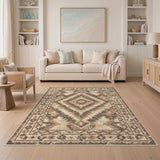 Brown Tan Southwestern Distressed Area Rug