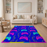 Neon Gaming Controller Pattern Area Rug