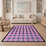 Pink Octagon Geometric Area Rug with Teal Accents