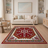 Red Elegant Red Persian Floral Medallion Rug