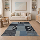Blue Patchwork Woven Area Rug