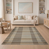 Brown and Tan Brown Tan Geometric Striped Area Rug