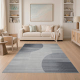 Modern Grey Abstract Overlapping Circles Rug