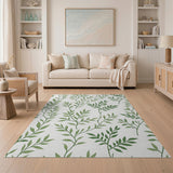 Boho Chic Lush Green Leaves Pattern Area Rug