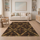Brown Vintage Buckle Strap Area Rug