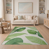 Vibrant Green Palm Leaf Coastal Area Rug