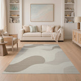 Abstract Wavy Neutral Abstract Area Rug