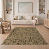 Tan Swirl Abstract Area Rug