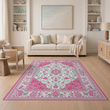 Traditional Persian Pink Pink Floral Persian Area Rug