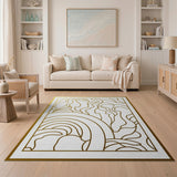 Golden Rainbow Organic Line Art Area Rug