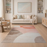 Coral Peach Overlapping Semi-Circles Modern Rug