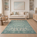 Intricate Teal Persian Medallion Area Rug