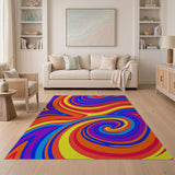 Multi-color and Patterns Vibrant Swirl Multi-Color Area Rug