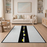 Yellow Lane Highway Geometric Area Rug
