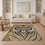 Majestic Tiger Face Brown Tan Area Rug