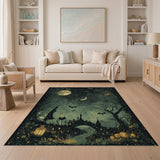 Spooky Witch Moonlit Halloween Area Rug
