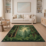 Sunlit Pine Forest Green Area Rug