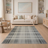 Modern Grey Plaid Checkered Area Rug
