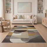 Multi-Color Curved Geometric Area Rug