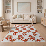 Modern Red Leaf Print Area Rug