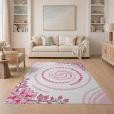 Pink Spiral Dot Floral Area Rug