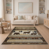 Southwestern Bear Deer Mountain Landscape Rug