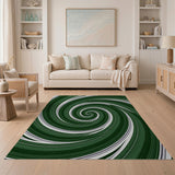 Green Spiral Vortex Area Rug