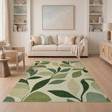 Green Green Botanical Leaves Area Rug