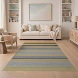 Gold Black Gray Striped Area Rug