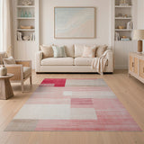 Red Pink Geometric Abstract Area Rug