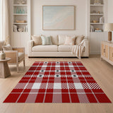 Red Buffalo Check Plaid Rug with Black Stars