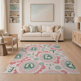 Whimsical Alphabet Floral Area Rug