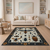 Vintage Dark Academia Insect Washable Area Rug - Low Pile, Non-Slip, Pet Friendly