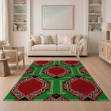 Bold Red Octagon Heritage Tribal Area Rug