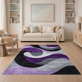 Purple Wave Abstract Abstract Area Area Rug