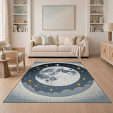 Celestial Full Moon and Stars Night Sky Rug