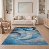 Blue Spiral Geometric Area Rug
