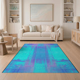 Purple Teal Geometric Dot Matrix Area Rug