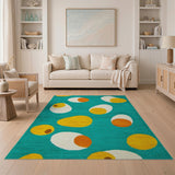 Playful Teal Egg Yolk Area Rug