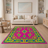 Vibrant Pink Multi-Color Paisley Area Rug