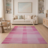 Pink Textured Patchwork Area Rug