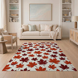 Red Maple Leaves Autumn Pattern Area Rug