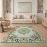 Vintage Sunflower Medallion Floral Area Rug