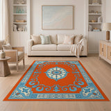 Traditional Persian Vibrant Orange Persian Medallion Area Rug