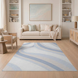 Pastel Blue Wavy Abstract Area Rug