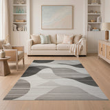 Abstract Area Abstract Black White Wave Area Rug