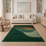 Green Emerald Wave Geometric Area Rug