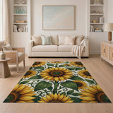 Golden Sunflower Vines Area Rug