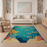 Playful Underwater Fish Coral Area Rug
